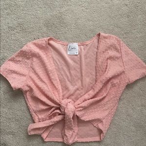 Pink tie crop top